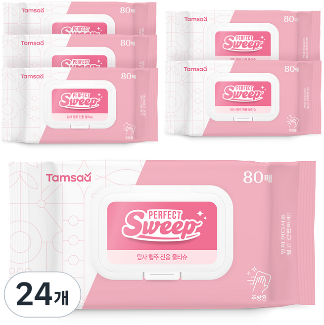 탐사 행주 전용 물티슈 80매 캡형, 50g, 80개입, 24개