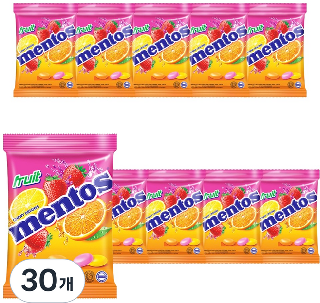 mentos 曼陀珠 Fruity 三種口味 草莓 + 柳橙 + 檸檬, 135g, 30個