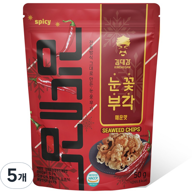 김대감 눈꽃부각 매운맛, 5개, 50g