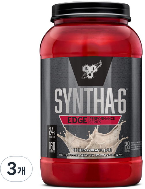 신타6 엣지 단백질 파우더 쿠키앤크림맛 28회분, 1.12kg, 3개