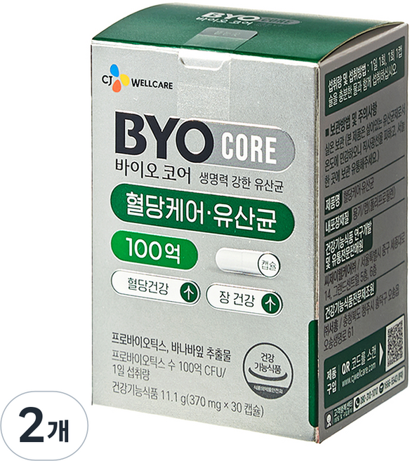 BYO 바이오코어 혈당케어 유산균 30p, 30정, 11.1g, 2개