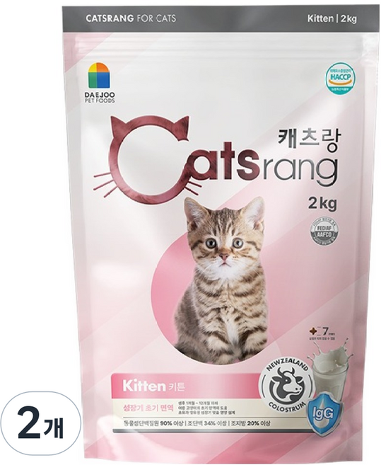 캐츠랑 키튼 어린 고양이 건식사료, 2kg, 2개, 닭+참치