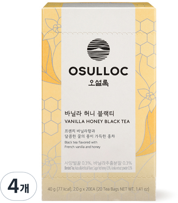 오설록 바닐라 허니 블랙티 티백, 2g, 20개입, 4개