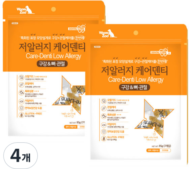 우리주 케어덴티 덴탈껌 7p, 구강 & 뼈 관, 85g, 4개