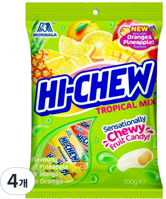 MORINAGA 森永 HI-CHEW 嗨啾 熱帶綜合, 4個, 90g