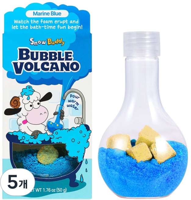 스노우버디 버블 볼케이노 입욕제 마린블루, 50g, 5개