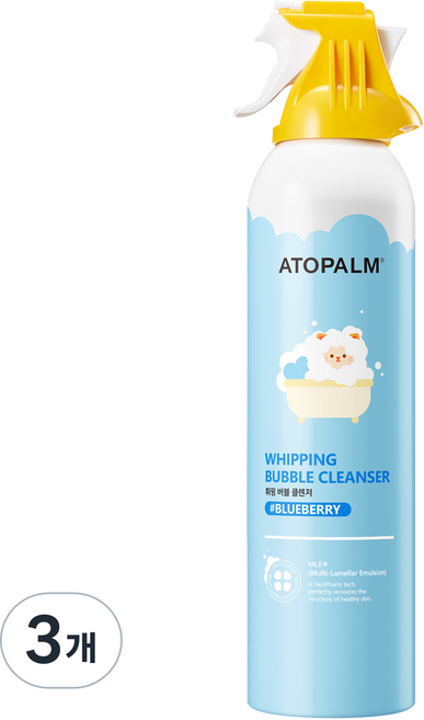 아토팜 키즈 휘핑 버블 클렌저 블루베리, 3개, 200ml