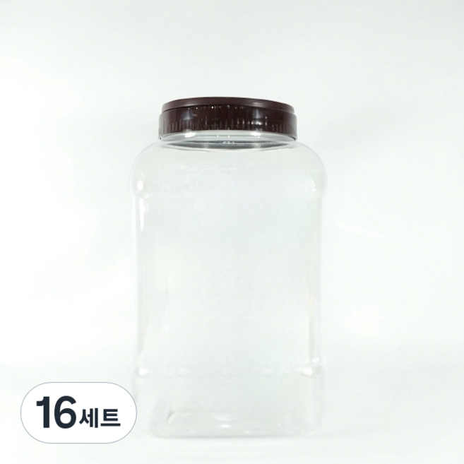 大寬口方形PET瓶 6L+蓋子 棕色組, 瓶子+蓋子, 16組
