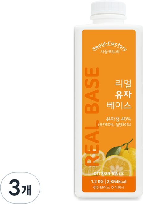 서울팩토리 리얼 유자 베이스, 1.2kg, 3개