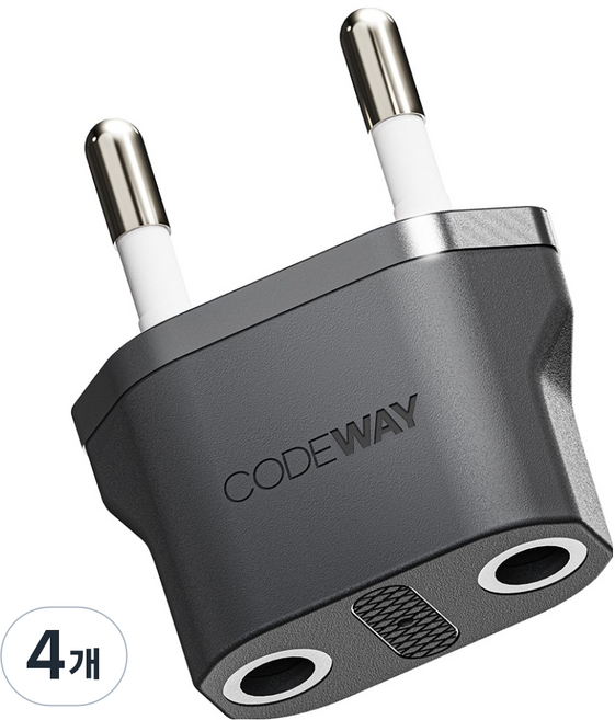 CODEWAY 豬鼻子 220V 轉歐規插頭 35 x 43 mm, 黑色, 4個