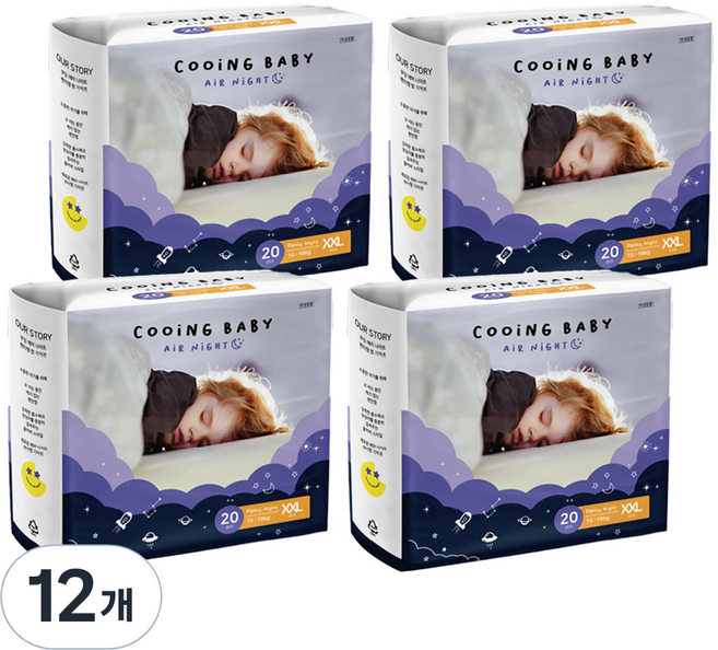 Cooing 쿠잉 유아용 에어나이트 풀잠 팬티형 남여공용, 점보형(2XL), 240매