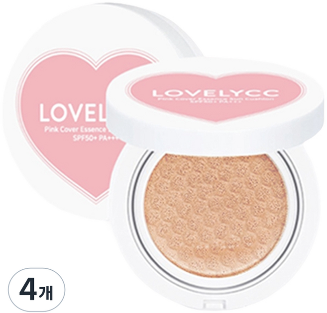 러블리씨씨 핑크 커버 에센스 선쿠션 SPF50+ PA+++ N23, 15g, 4개