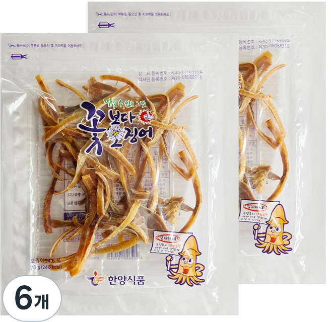 6위 - 한양식품 주식회사 꽃보다오징어 슬라이스, 70g, 6개