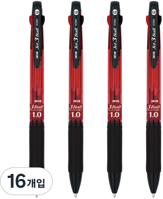 자바펜 제트3볼펜 1.0mm, 레드, 16개