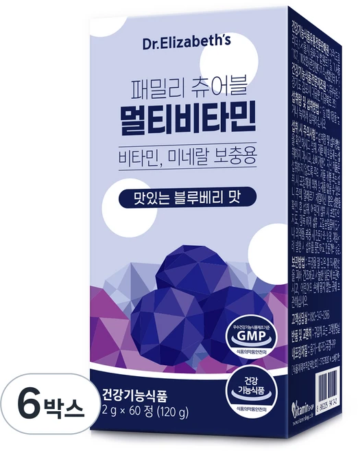 닥터엘리자베스 패밀리 츄어블 멀티비타민, 60정, 6박스 - 쿠팡