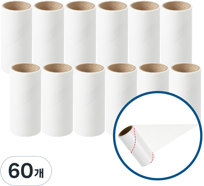 코멧 베이직 간편휴대 사선컷팅 테이프 클리너 리필 10cm x 4m, 60개