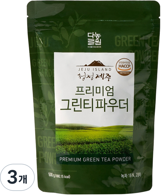 Danongwon 清淨濟州頂級綠茶粉, 3個, 1入, 500g
