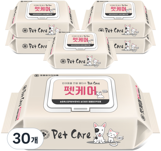 펫케어 반려동물 안심 물티슈, 60개입, 30개