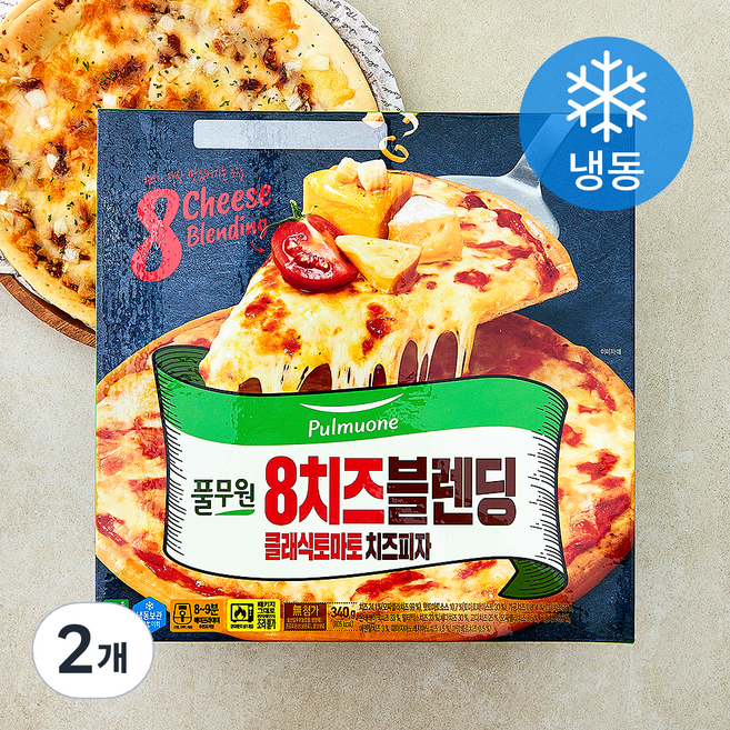 풀무원 8치즈블렌딩 클래식토마토 치즈피자 (냉동), 340g, 2개, 1개입