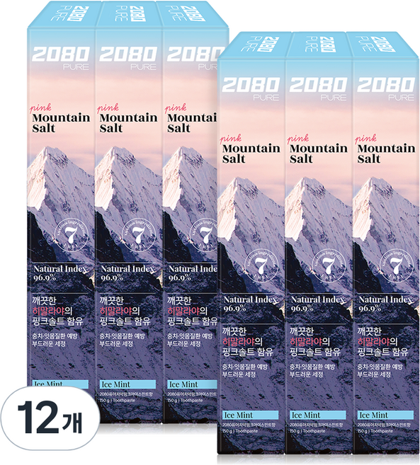 2080 퓨어 핑크 아이스민트향 치약, 150g, 12개