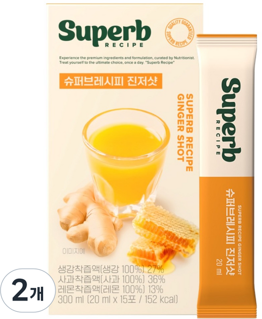슈퍼브레시피 진저샷 15p, 300ml, 2개