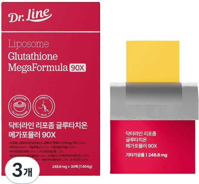 닥터라인 리포좀 글루타치온 필름 메가포뮬러 90X 30p, 3개, 7.464g - 쿠팡