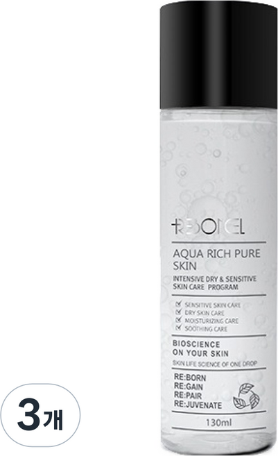 리본셀 아쿠아리치 퓨어 스킨 수분 토너, 3개, 130ml