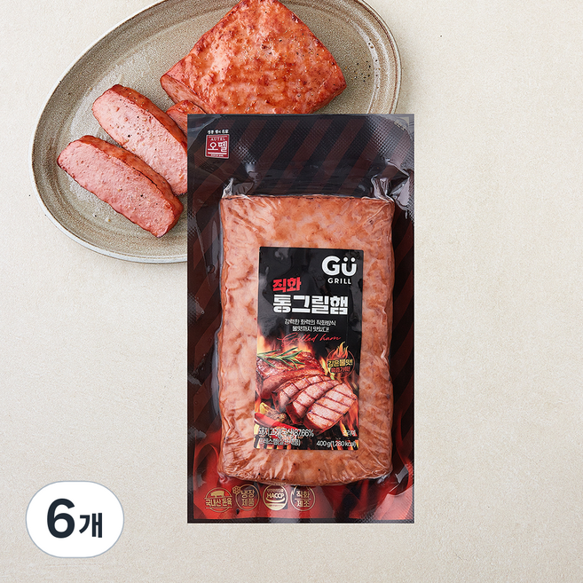 규그릴 직화통 그릴햄, 400g, 6개