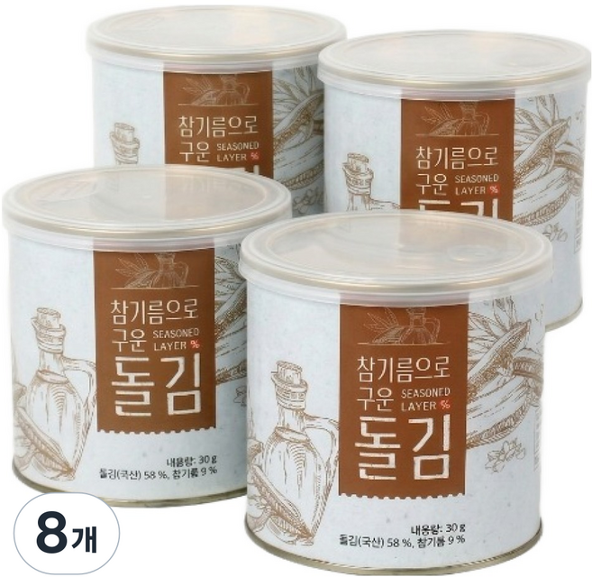 자양 참기름으로 구운 돌김, 30g, 8개