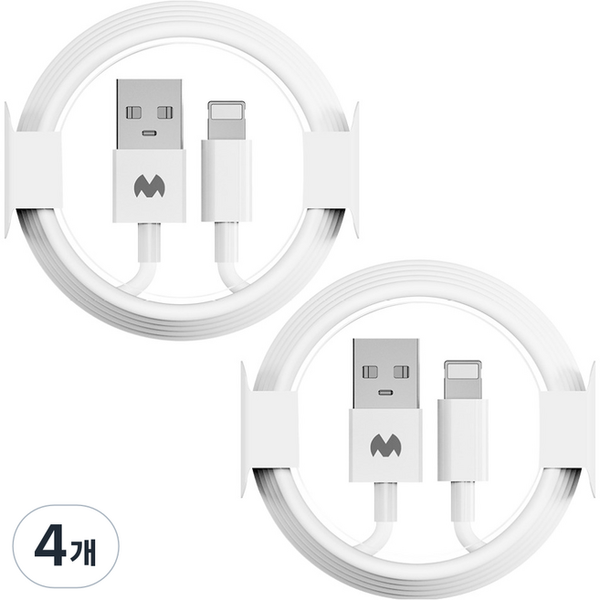 GOOSPERY A型-Lightning 8-pin iPhone 高速充電線, 白色, 4個, 2m