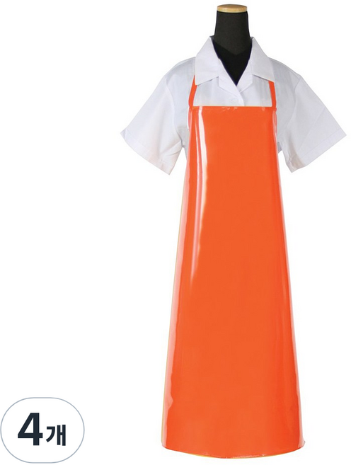 에이앤지 양면코팅 방수앞치마 중, 오렌지, 4개
