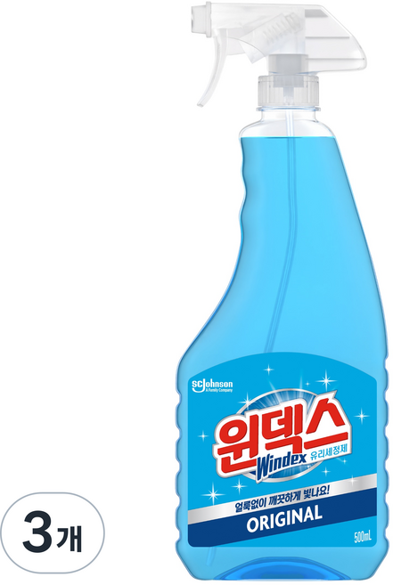 윈덱스 분무기형 유리세정제, 500ml, 3개