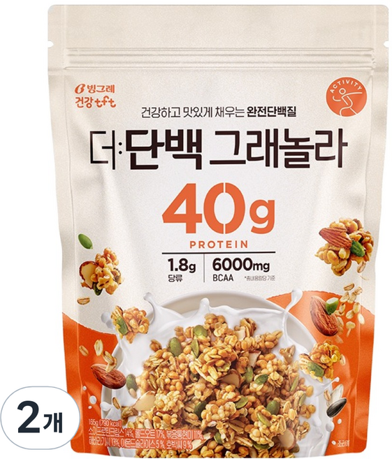 빙그레 건강tft 더단백 그래놀라, 165g, 2개