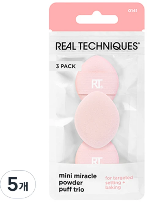 리얼테크닉스 미니 미라클 파우더 퍼프 3p, 5개 - 쿠팡