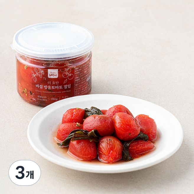 바른씨 더 효탄 바질 방울토마토 절임, 200g, 3개
