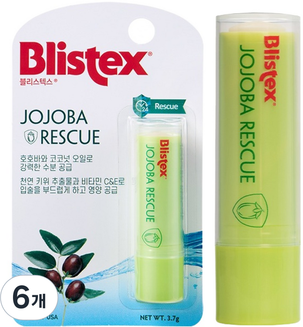 블리스텍스 호호바 레스큐 립밤, 과일향, 3.7g, 6개