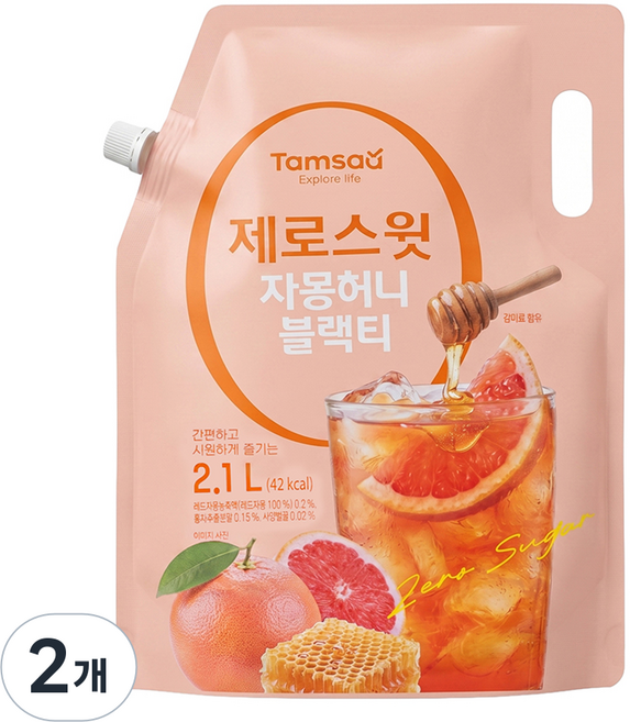 탐사 제로스윗 자몽허니블랙티, 2개, 2.1L
