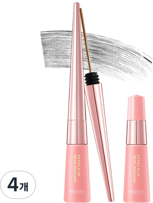 네오젠더마로지 엑스트라 슬림 메탈 마스카라 본품 6ml + 리필 6ml 기획세트, 블랙, 4개
