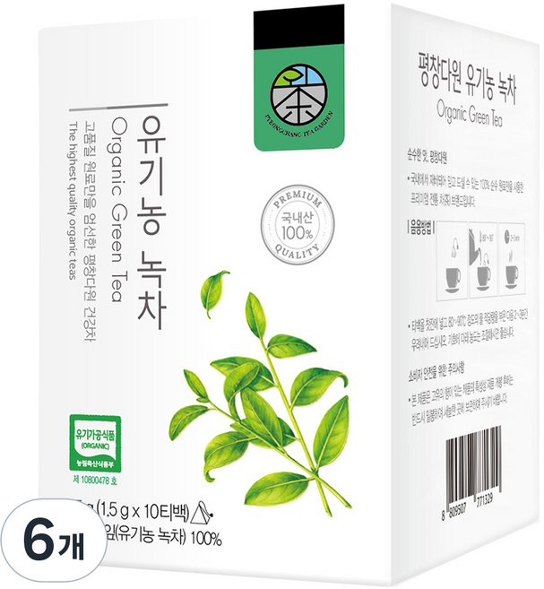 평창다원 유기농 녹차, 1.5g, 10개입, 6개
