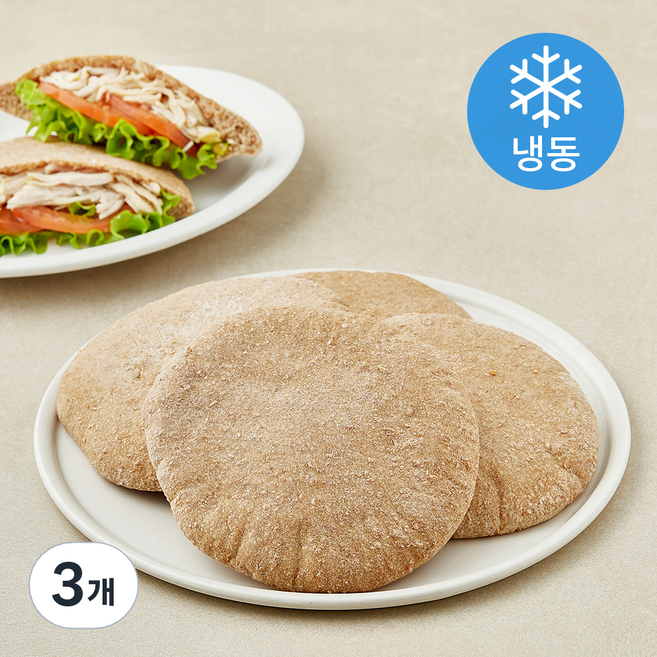 브로드카세 저당 통밀 포켓 브레드 1 (냉동), 90g, 3개, 4개입