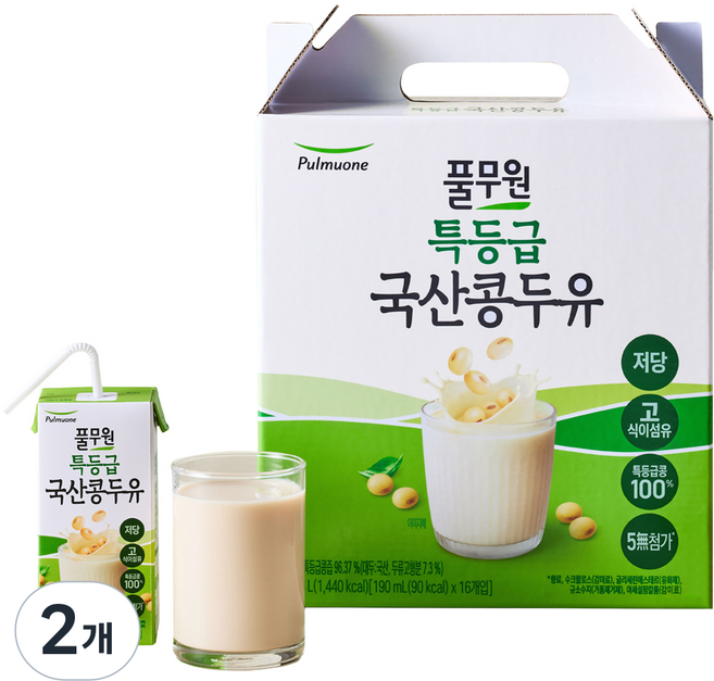 풀무원 특등급 국산콩 두유, 190ml, 32개