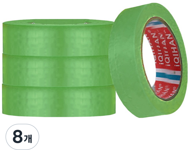 다다 칼라 종이 디자인 마스킹 테이프 15mm x 20m, 초록, 8개