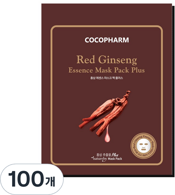 COCOPHARM 에센스 마스크팩 플러스 홍삼 25g, 100개, 1개입