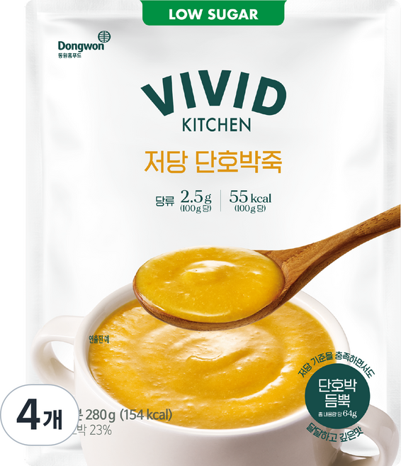 비비드키친 저당 단호박죽, 280g, 4개
