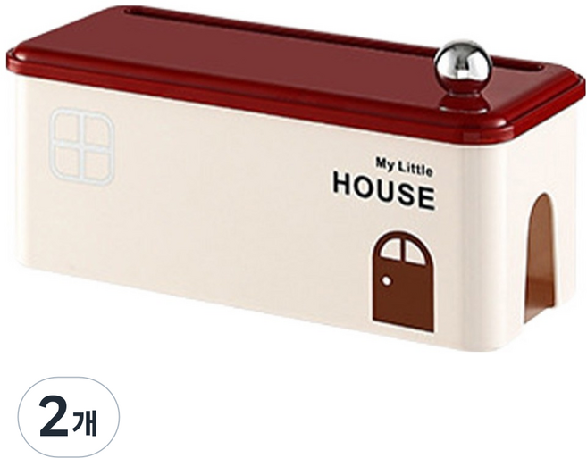 알럽홈 러블리 하우스 멀티탭 정리 수납함 L261-0127, 레드, 2개