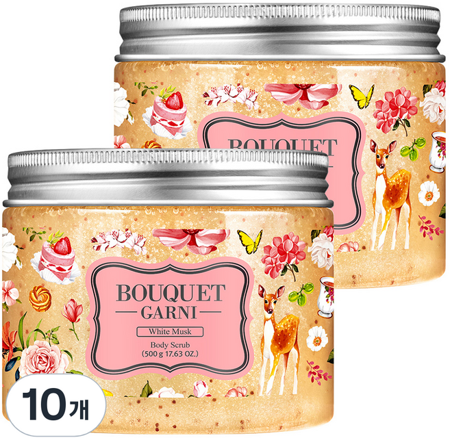 부케가르니 슈가 바디스크럽 화이트머스크, 500g, 10개