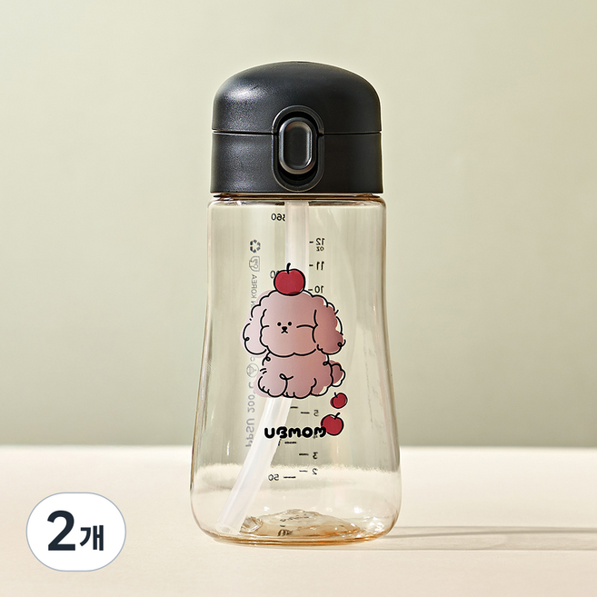 유비맘 유아 PPSU 세이프티 빨대컵 몽이, 360ml, 2개