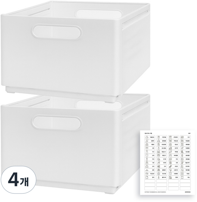 데미무드 자바라 길이조절 팬트리 정리함, 화이트, 4개