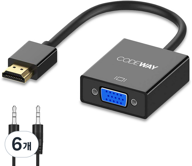 CODEWAY HDMI 轉 VGA 支援音訊轉換器 16cm, 單一商品, 6個