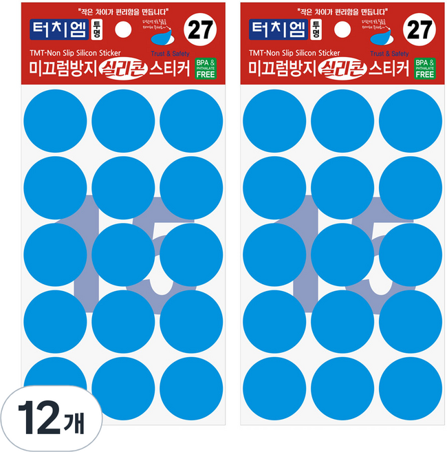 터치엠 미끄럼방지 실리콘 스티커 15p, 12개, 투명
